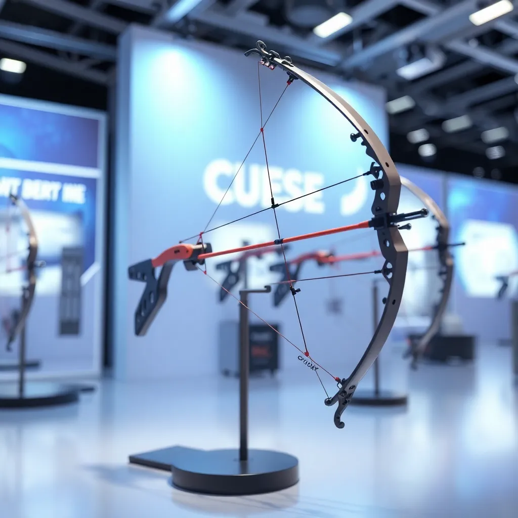 Professional archery equipment display featuring modern bows and arrows at BowCraft Archery training facility in Roseville