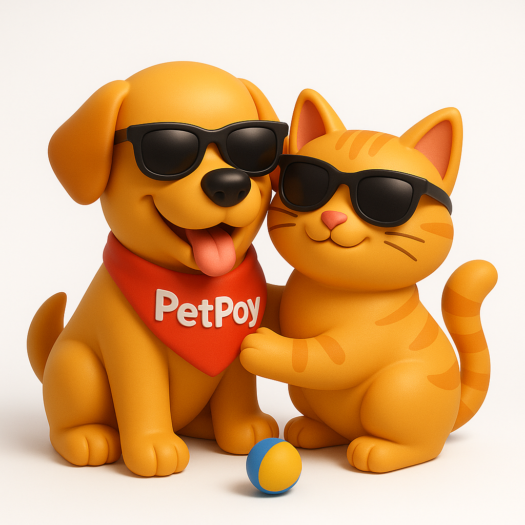 PetPoy mascots - cute dog and cat with sunglasses
