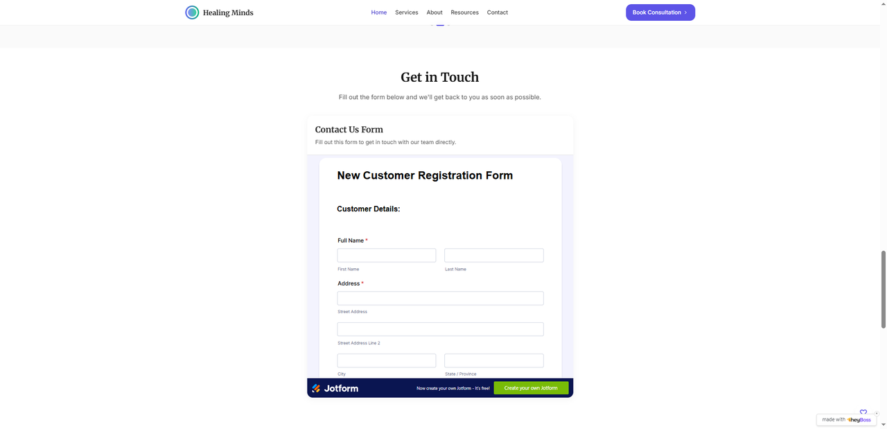 Example usage of JotForm